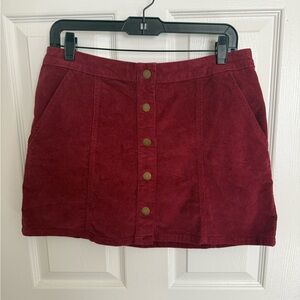 Altard State Mini Corduroy Skirt Womens Sz M Burgundy Cotton Blend NWT